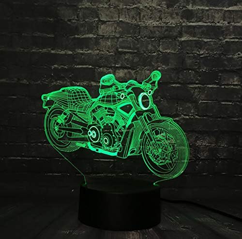 New 3D Led Night Light Man Motorbike Table Desk Lava Lamp RGB 7 Color Change Boy USB Switch