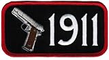 1911 Pistol Black Iron-On Patch Gun Owner Second Amendment Embroidered