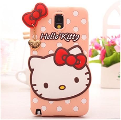 NEW 3D Cute soft silicone hello kitty Cartoon Case With Pendant Gel Rubber Protective back Cover For Samsung galaxy Note 2 3 4 (Note 3 Pink)