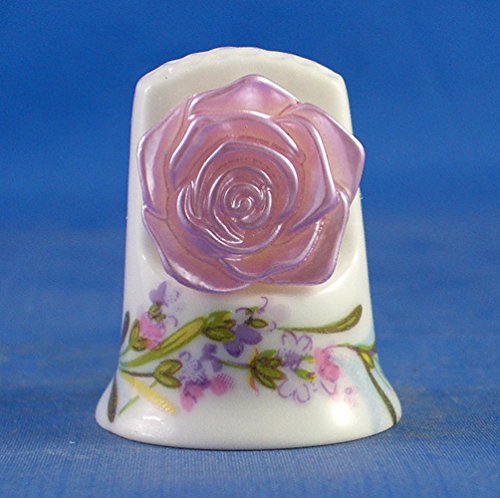 Porcelain China Collectable Thimble -- Cameo Violet Rose