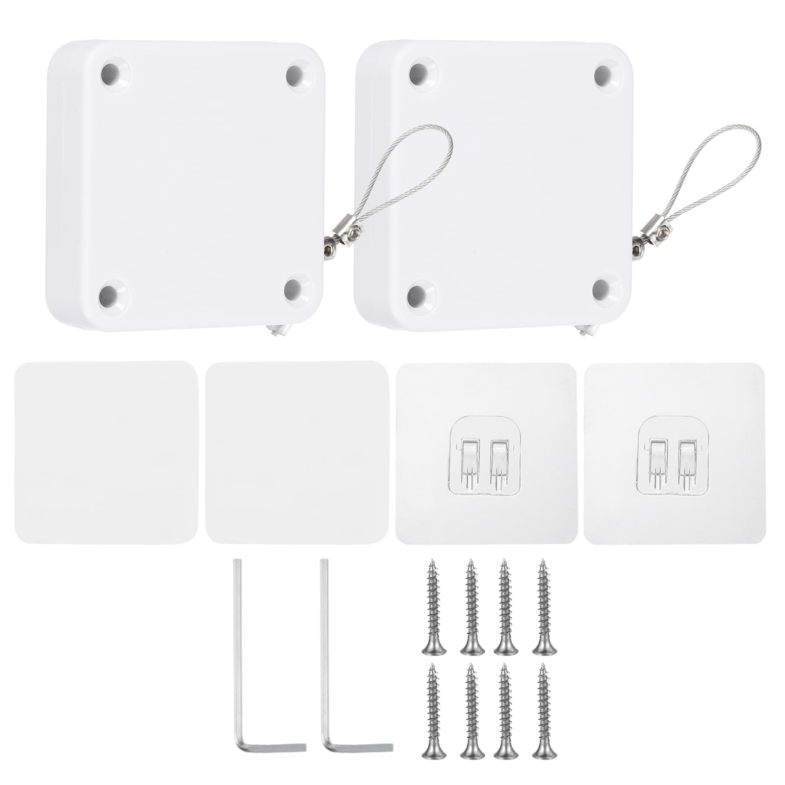 PATIKIL Punch-Free 1200g Automatic Sliding Screen Door Closer, Multifunctional Storm Sensor Door Closer with Steel Drawstring for Bedroom Storm Bathroom Study Room, White 2Pcs