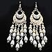 Voberry Women's Bohemian Classical Fringed Long Section Of Big Beads Pendant Drop Tassels Hook Dangle Earrings (White)