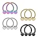 Ruifan 8PCS Assorted Colors Surgical Steel CBR Non-Piercing Fake Nose Septum Horseshoe Earring Eyebrow Tongue Lip Piercing Ring with 3mm Balls 16G 6mm