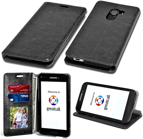 Fit GreatCall Jitterbug Smart 2 Wallet, Phonelicious PU Leather Case Premium Pouch ID Credit Card Phone Cover Flip Folio Book Style with Money Slot (Black Fold)