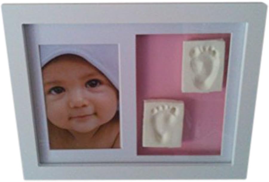 Baby Casting Kit Blue/Pink background & White Wall frame for handprint or footprint Keepsake