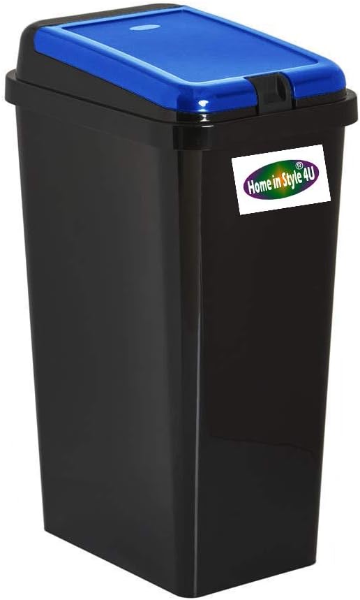 Home In Style 45 L Touch Top Bin Waste Dust Recycle Trash Rectangular Bucket New 1 YEAR LID WARRANTY (Blue)