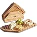 VonShef Jigsaw Platter Cheese Board with Display Stand, Natural Bamboo Wooden Charcuterie and Meat Serving Boards, 4 Connecting Coaster Plates Included, H6 X W6 X D0.5 Inches