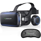 VR Headset with Remote Controller,HD 3D VR Glasses Virtual Reality Headset for VR Games &amp; 3D Movies, VR Headset for iPhone/Android phone Compatible 4.7-6 inch