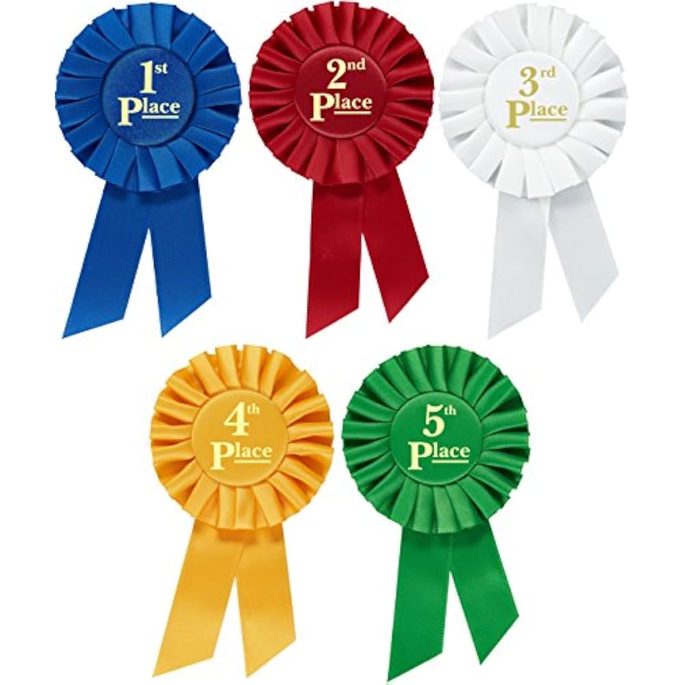 Award Ribbons Rosette Place 1st 2nd 3rd 4th 5th Premium Set