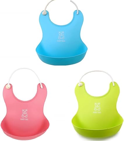Amazon Co Jp 赤ちゃん食事エプロン 3枚セット ベビー シリコン 離乳食エプロン 前掛け 調整可能 ビブ 防水 立体ポケット付き よだれかけ 6ヵ月 3歳 出産祝い プレゼント 服 ファッション小物