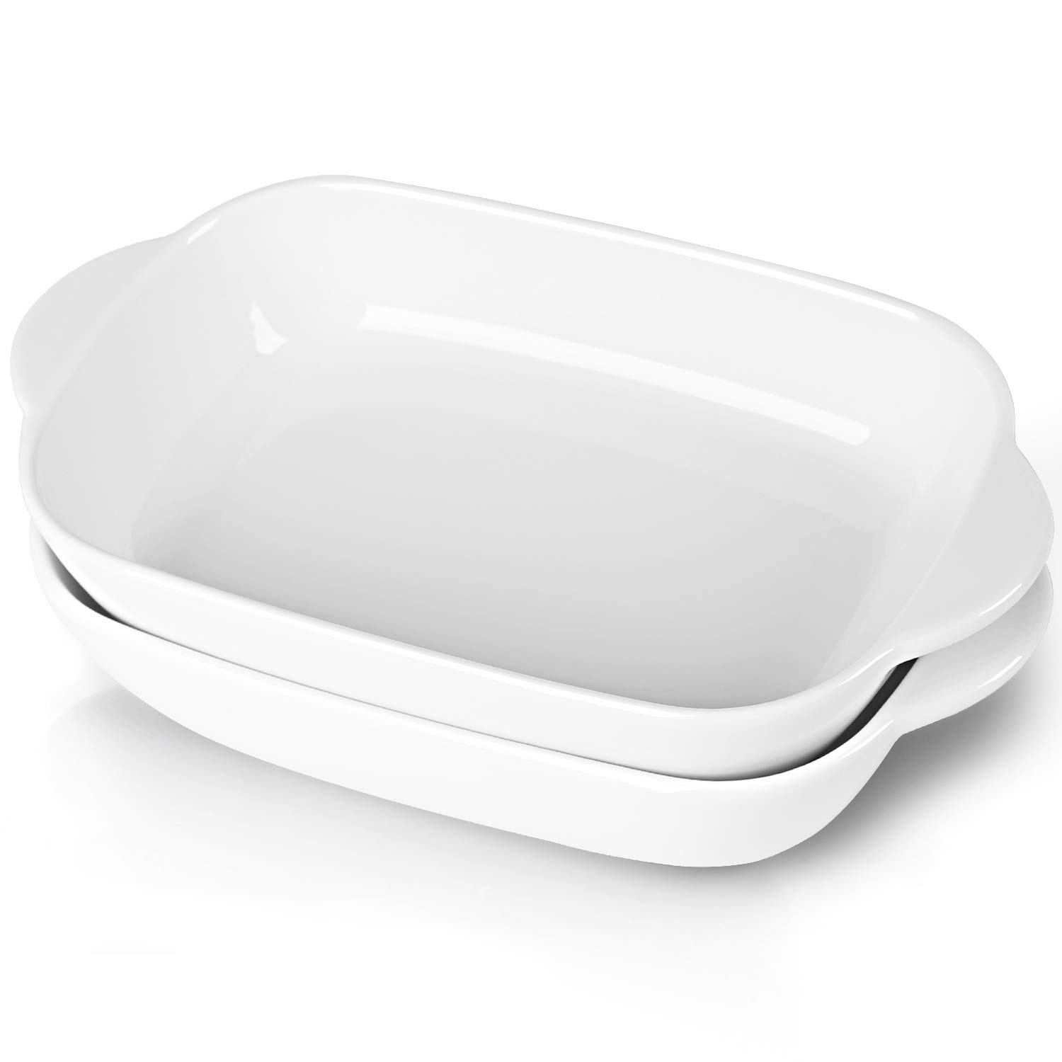 Photo 1 of LEETOYI Ceramic Small Baking Dish, Porcelain 2-Piece Rectangular Bakeware with Double Handle, Baking Pans for Cooking and Cake Dinner 7.5"×5 (White)