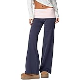 TOISHOLI Y2K Fold Over Pants for Women Wide Leg Lounge Bottoms Low Waist Gym Yoga Sweatpants Casual Sporty Loose Pants
