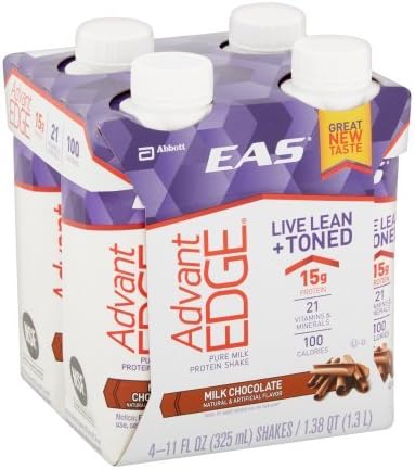 EAS AdvantEdge Milk Chocolate Pure Milk Protein Shakes, 11 fl oz, 4 count