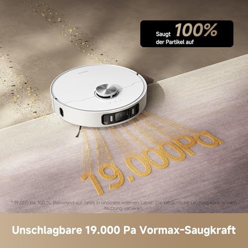 L40 Ultra AE Saugroboter mit Wischfunktion, 19.000 Pa Saugkraft, viele Bürsten und EIN Flexibler Wischmopp, nassen und trockenen Schmutz,Das All-in-1-Dock entleert Staub