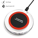 Fast Wireless Charger, YOUSHARES [Sleep-Friendly] Qi Wireless Charging Pad for all Qi Enabled Device ( Quick Charge Feature for Samsung Galaxy S6 Edge Plus, Note 5 ), Red