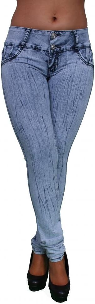 Brazilian Butt Lif Style Acid Wash Skinny Leg Jeans DJ1576MBLU