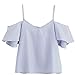 AmyDong Hot Sale! Women's Blouse, Women Short Sleeve Ladies Print Suspenders Sexy Casual Blouse Vertical Striped Tops With Suspenders