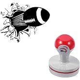 Bursting Football Self-Inking Rubber Craft Stamp for Planner 1.6" Round | Football Bursting Through Paper with Speed Streaks, Black Ink. For Journal, Scrapbooking, Card Making, Small Stamper Gift