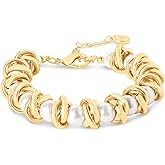Martha Stewart Elegant Gold and Pearl Bracelet, 7 Inches For Women