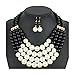 Thkmeet Women Fashion Jewelry Set Pearl Bead Cluster Collar Bib Choker Necklace and Earrings Suit ¡­