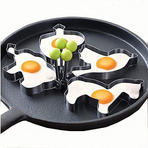 Fried Egg Cooker Pan Pancake Silicone Cake Egg Molds Cooking Tools Stainless Steel for Kitchen by Latburg(1' set of 5pcs)