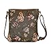 Vintage Floral Roses Crossbody Purse- Olive Letter Carrier with Front Pocket