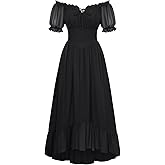 Scarlet Darkness Women Renaissance Dress Puff Sleeve Off Shoulder Fairy Milkmaid Dress