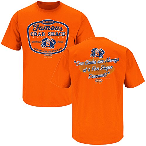 Florida Football Fans. Jameis' Famous Crab Shack Orange T-Shirt (S-5X)