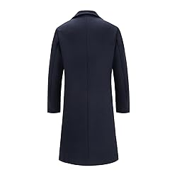 INVACHI Men's Wool Blend Long Trench Coat Notched