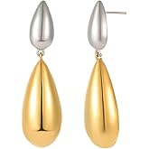 JotCa Gold Chunky Earrings for Women 18K Gold Plated Waterdrop Earrings Hypoallergenic Lightweight Teardrop Drop Dangle Earrings Fashion Jewelry