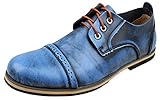 PhiFA Men's Fashion Distressed Leather Cap Toe Oxfords Shoes Lace-ups