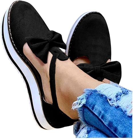 Cookinty Platform Sandals for Women Butterfly Ankle Buckle Strap Open Toe Wedge Sandals Casual 