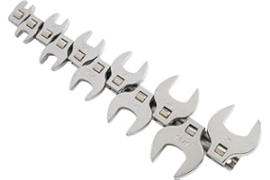 Crowfoot Wrench Set 11Pcs with 3/8 Inch Drive, Carbon Steel Chrome Plated, Metric and SAE Sizes for Accessing Tight Nuts and 