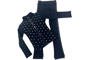 LIUHUO Figure Skating Training Wear Girls Black Shiny Rhinestone Top and Pants