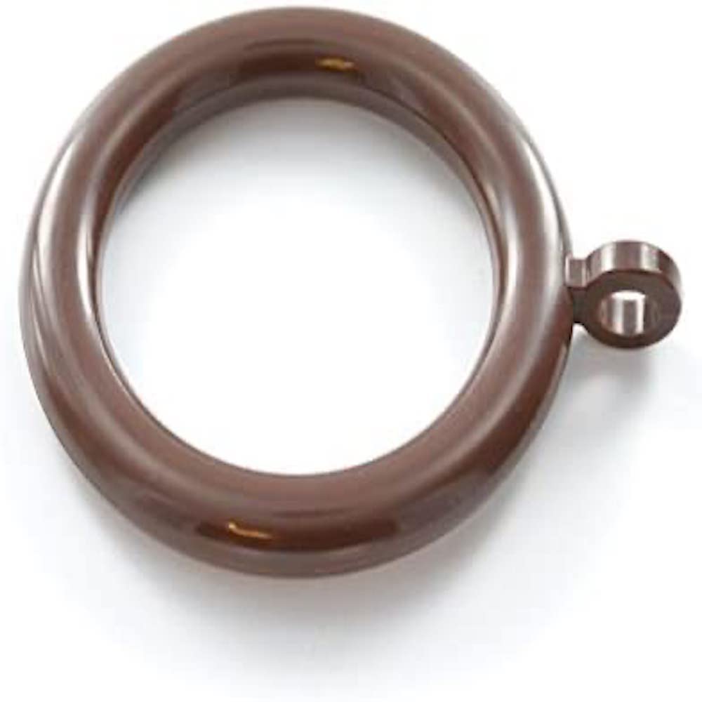 Merriway BH05952 (24 Pcs) Plastic Curtain Drapery Pole Rod Rings with Fixed Eye, Inner Diameter 28mm (1.1/4 inch) Outer Diameter 40mm (1.1/2 inch) Dark Brown - Pack of 25 Pieces
