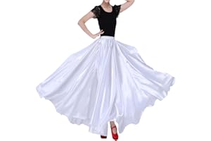 BACKGARDEN Ladies 20 Yard Elegant Satin Long Full Skirt for Ballroom Belly Dance Performance Costume Dress