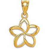 JewelryWeb 14k Yellow Gold Polished Small Cut-out Plumeria Pendant Necklace 22x15mm Pendant for Women