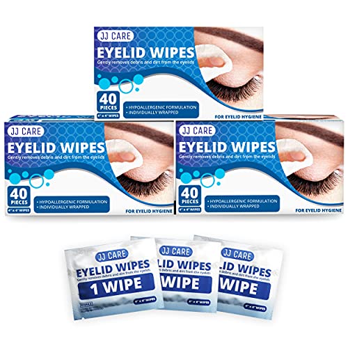 JJ CARE Eyelid Wipes [Box Of 120] Eye Wipes, Eyelid Scrub, Eye Scrub