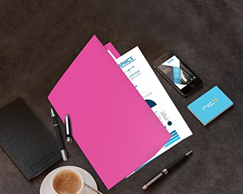 New Generation - PINK - 2 Pocket Presentation Folder / Portfolio 9.25 x 12 Inches Heavy Duty paper UV Glossy Laminated - 6 Folders per Pack in a Display Box