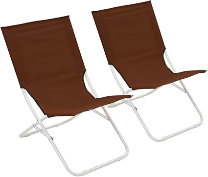 vidaxl 2x sillas playa plegables marron terraza jardin exterior patio piscina