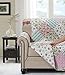Brilliant Sunshine Pink and Green Rose Patchwork Quilted Large Recliner Slipcover, 28