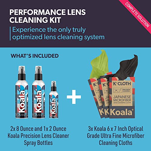 Koala Eyeglass Lens Cleaner Spray Kit USA Made (2x) 8 oz + (1x) 2