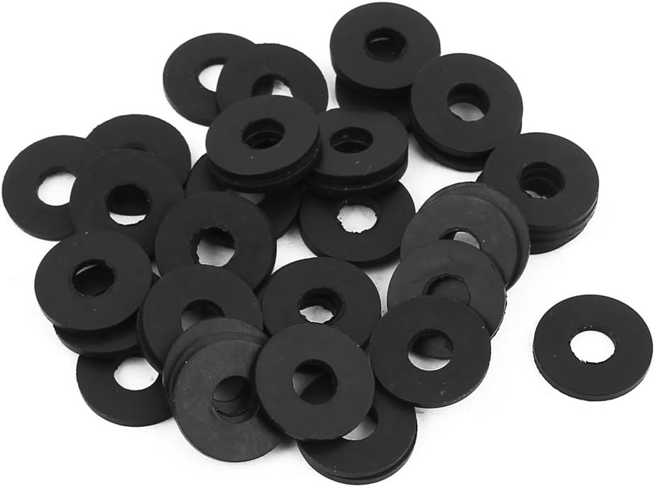 sourcingmap Rubber Flat Washers 16mm OD 6mm ID 1.5mm Thickness for Faucet Pipe Water Hose Pack of 50, Black, 16mmx6mmx1.5mm