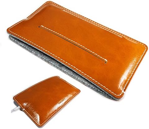 JAMCRAFT® Brownie.0M Carrying Case for iPhone 6, 6s, Galaxy S7, S6, S6 Edge, A5, S5 Genuine Leather and Wool Felt 1 Pocket and 1 Slot Light Weight 1.1 Ounces Natural Brown