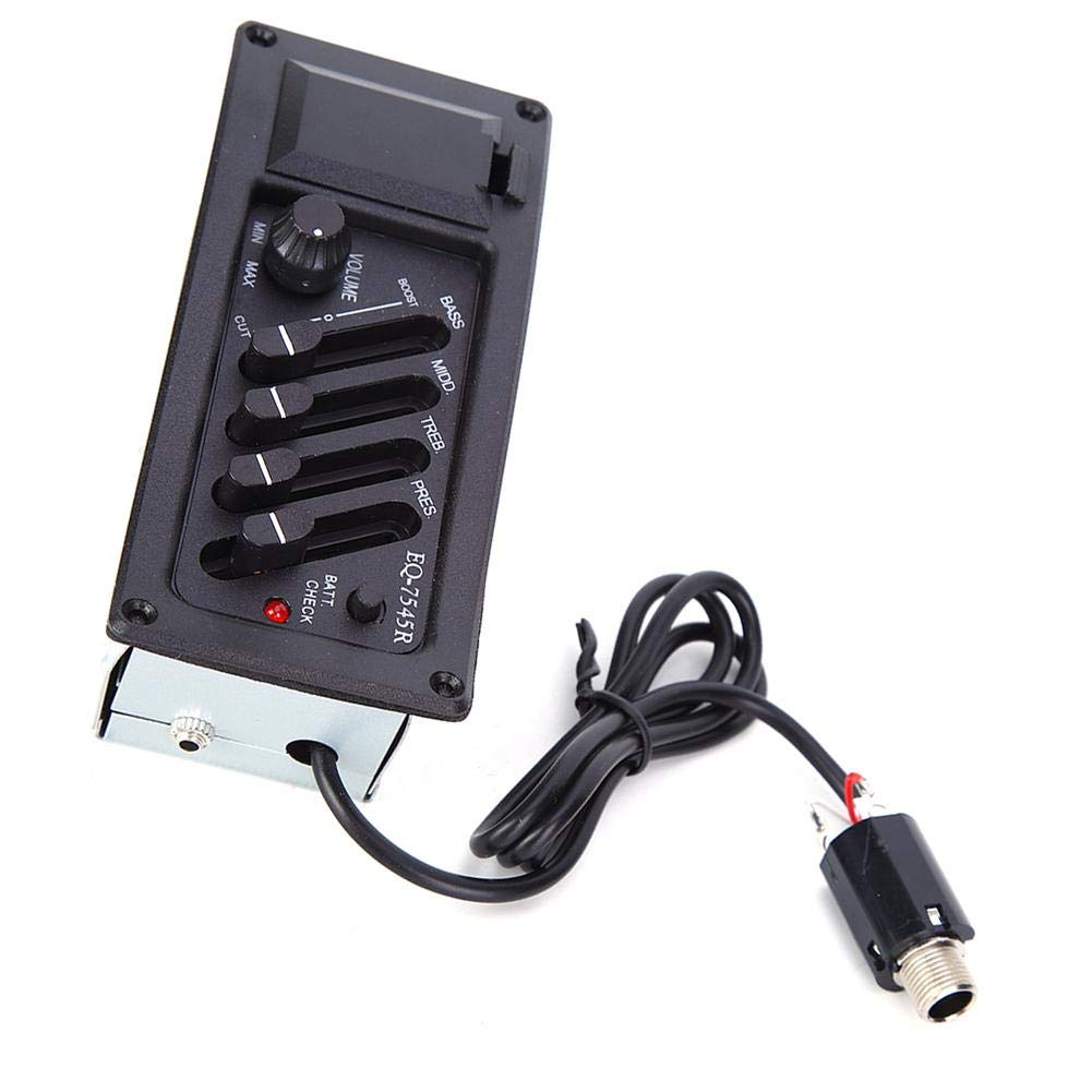 Acoustic Guitar EQ, Guitar Pickup EQ Classic Wooden Acoustic Electric Box BASS MIDD TREB PRES Pickup 7545R