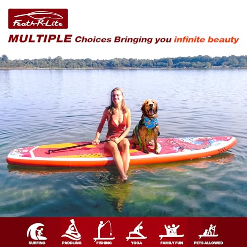 FunWater Inflatable Stand Up Paddle Board - Ultra-Light SUP PaddleBoard Includes ISUP,Adj Paddle,Pump,Backpack,Fins,Leash for Adults