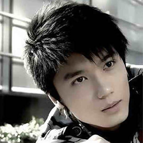 Allaosify Hair Short Straight Black Wigs for Man's Fun Wig Free Wig Cap