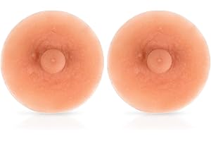 Vollence One Pair Adhesive Silicone Nipples Reusable Realistic Nipples for Prosthetic Breast Forms