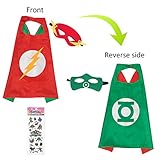 MIJOYEE Superhero Capes and Mask Costumes for Kids,Cartoon Dress up (Flash and Green Lantern - Boys)