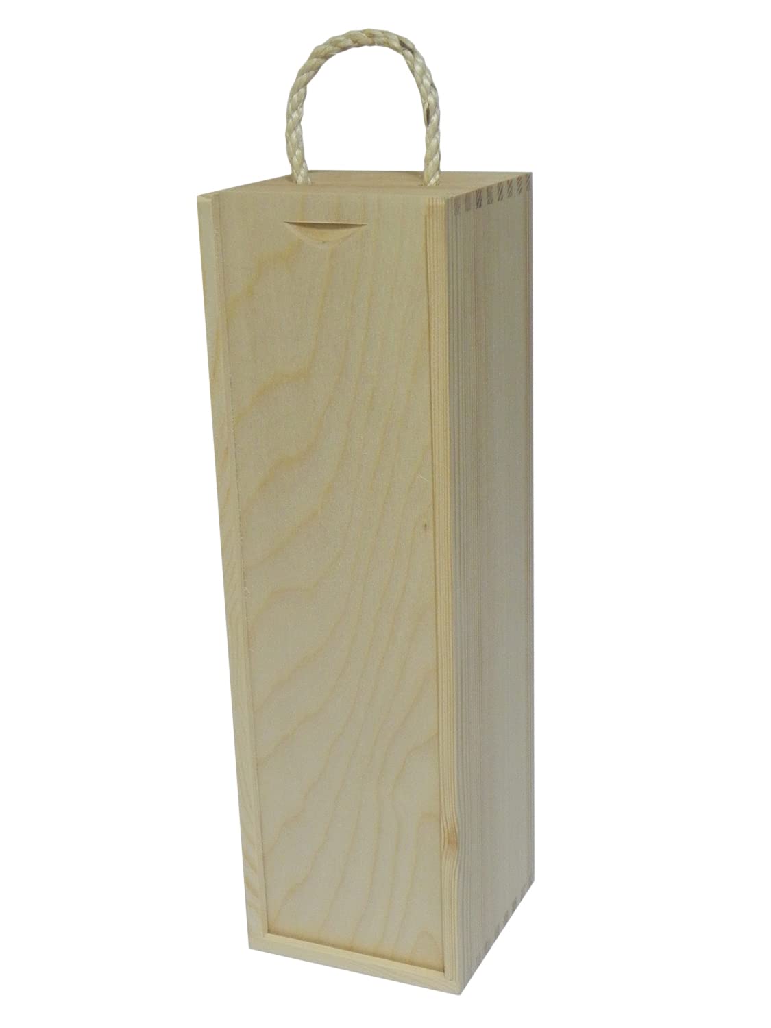 Wine Holder Wooden Box - Gift Case for Bottle Decoupage Craft Pine Wood New